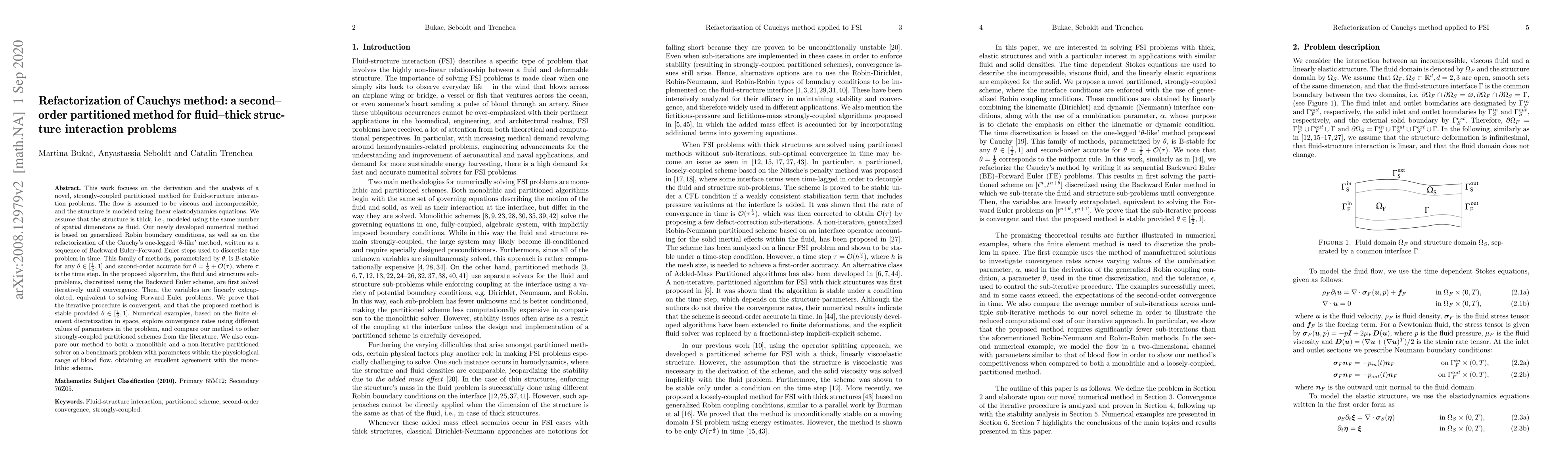 Thumbnail for Refactorization of Cauchy's method: a second-order partitioned method
  for fluid-thick structure interaction problems