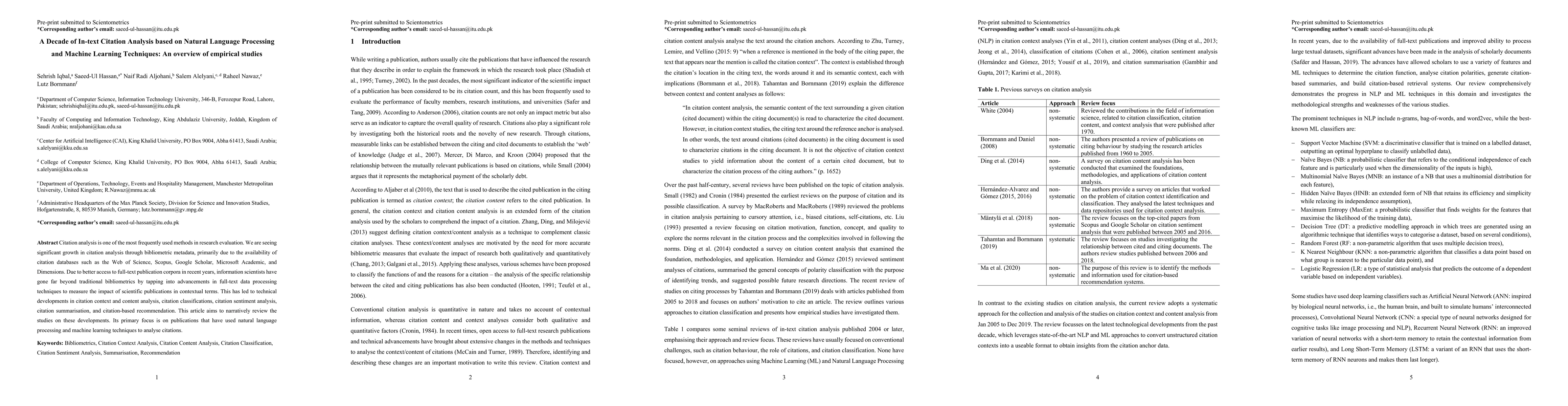 Thumbnail for A Decade of In-text Citation Analysis based on Natural Language
  Processing and Machine Learning Techniques: An overview of empirical studies