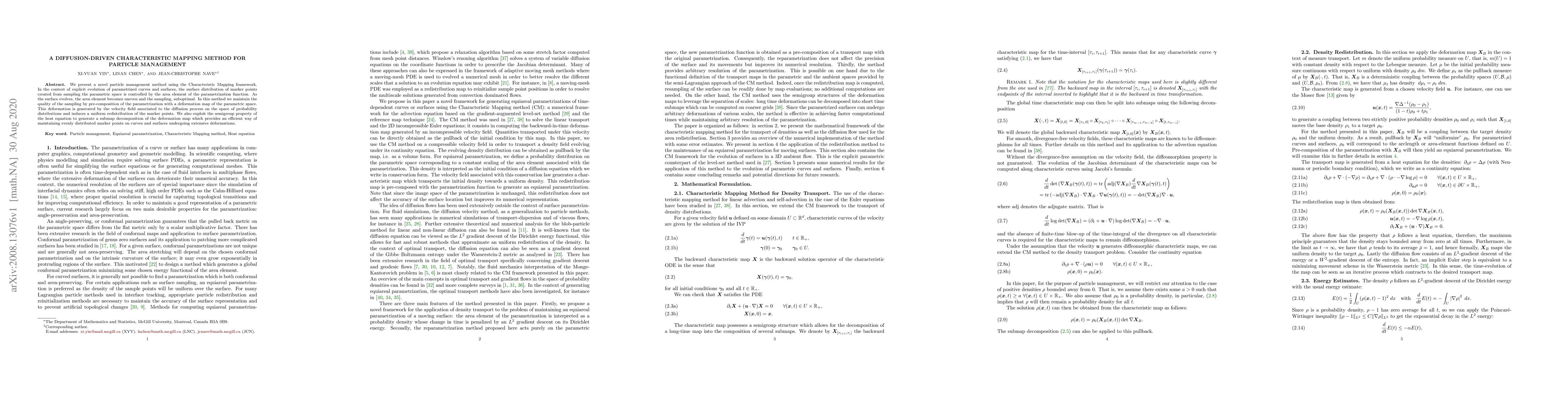 Thumbnail for A diffusion-driven Characteristic Mapping method for particle management