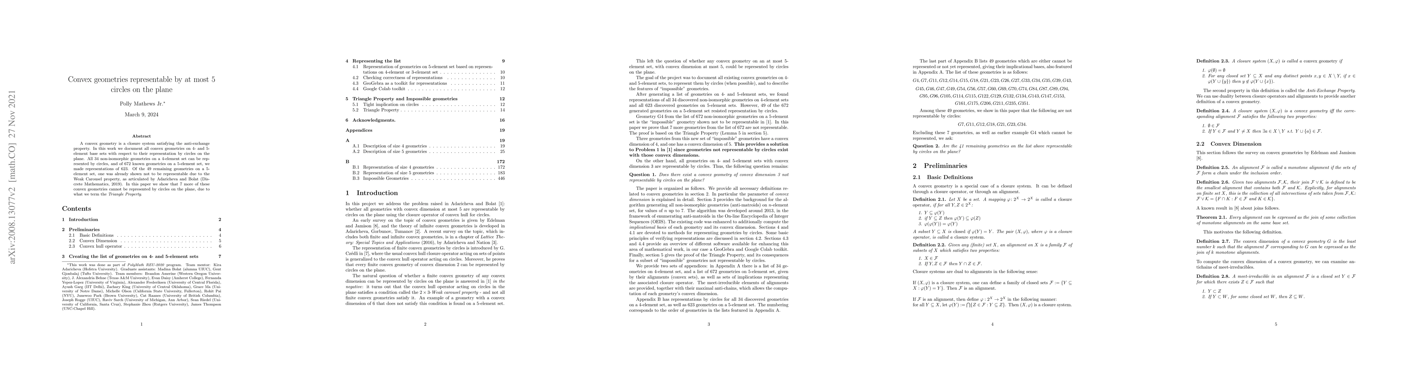 Thumbnail for Convex geometries representable by at most 5 circles on the plane