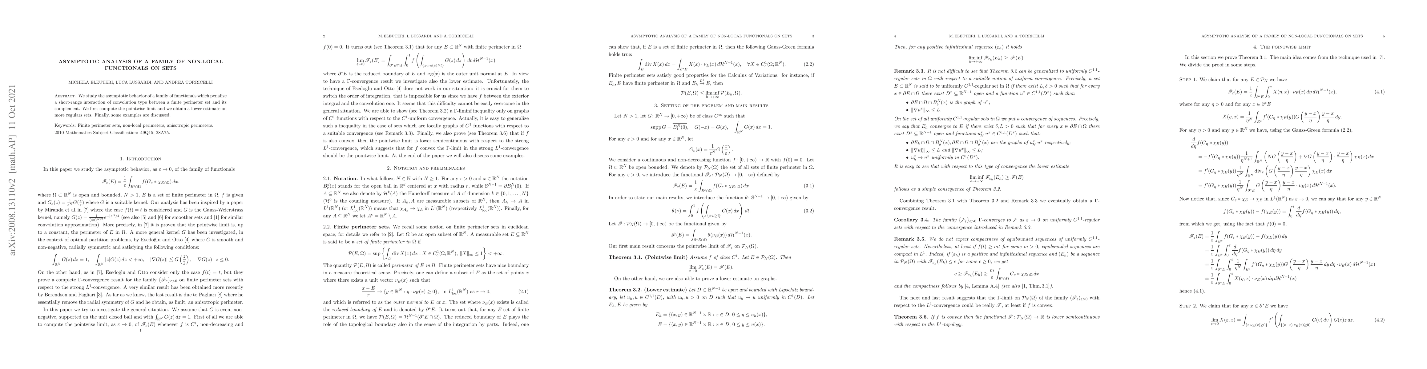 Thumbnail for Asymptotic analysis of a family of non-local functionals on sets