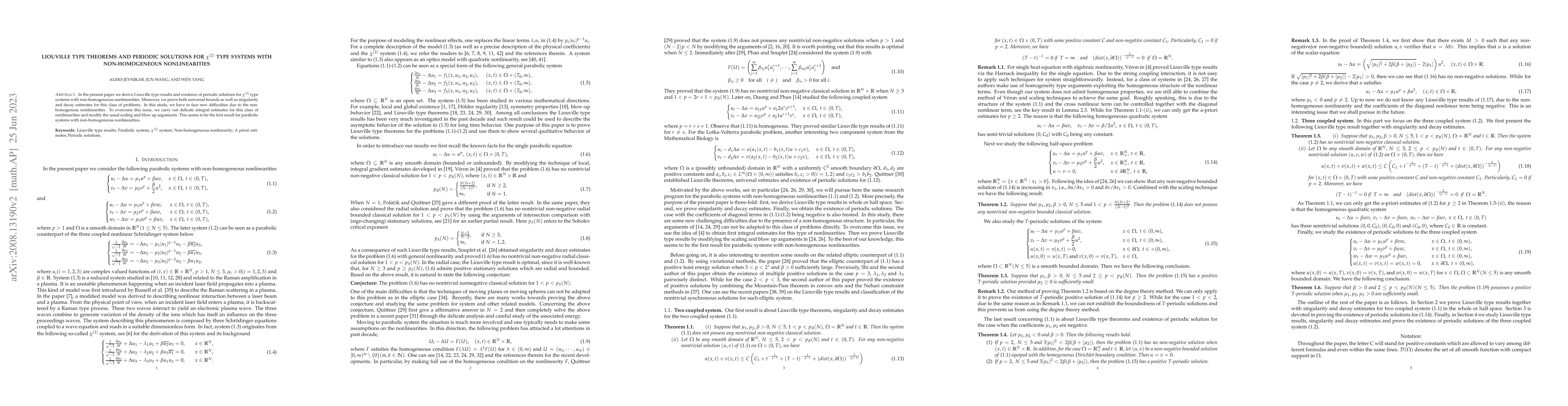 Thumbnail for Liouville type theorems and periodic solutions for the nonhomogeneous
  parabolic systems