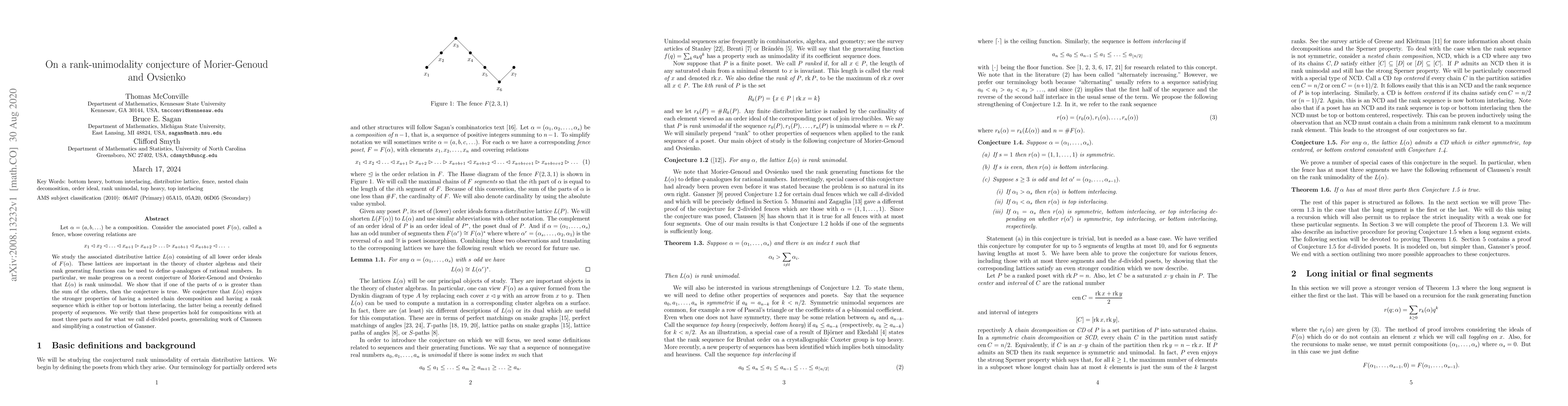 Thumbnail for On a rank-unimodality conjecture of Morier-Genoud and Ovsienko