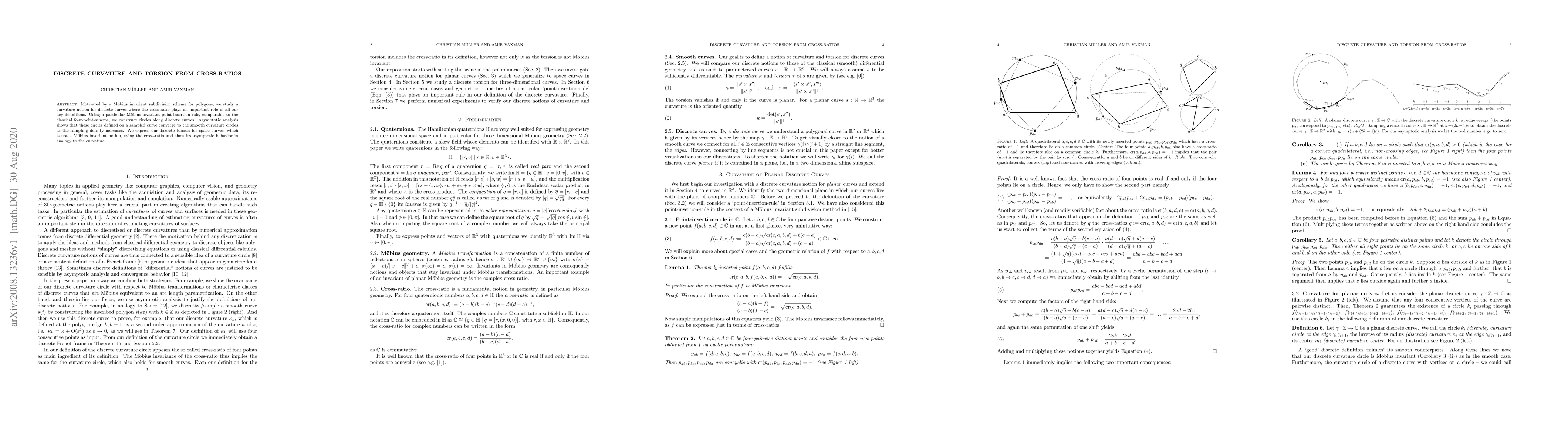Thumbnail for Discrete Curvature and Torsion from Cross-Ratios