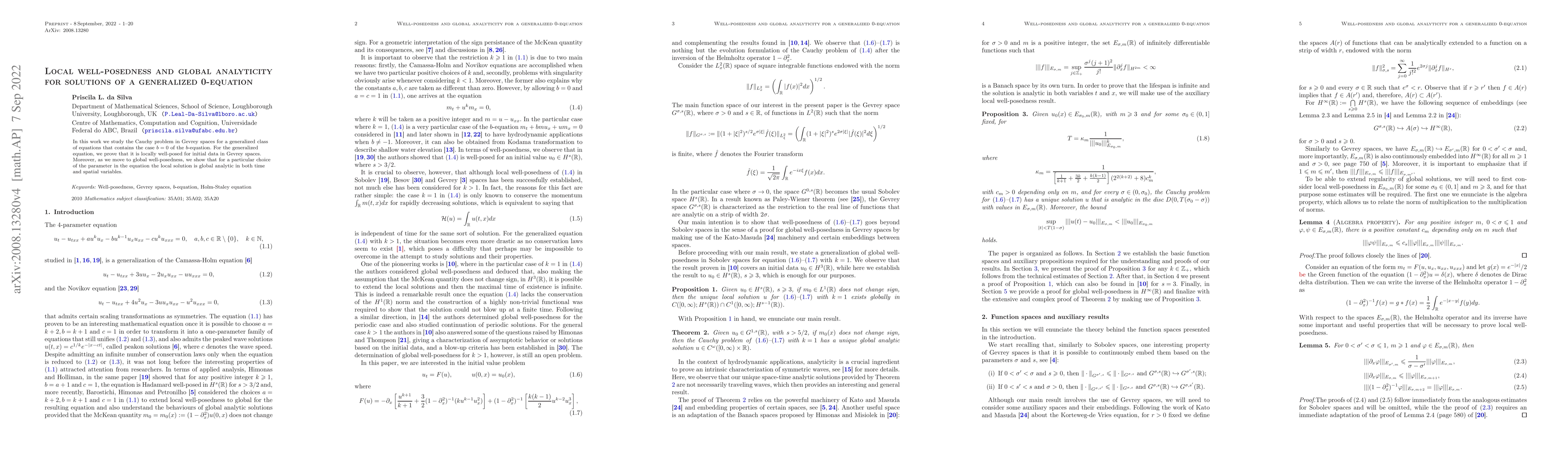 Thumbnail for Local well-posedness and global analyticity for solutions of a
  generalized 0-equation