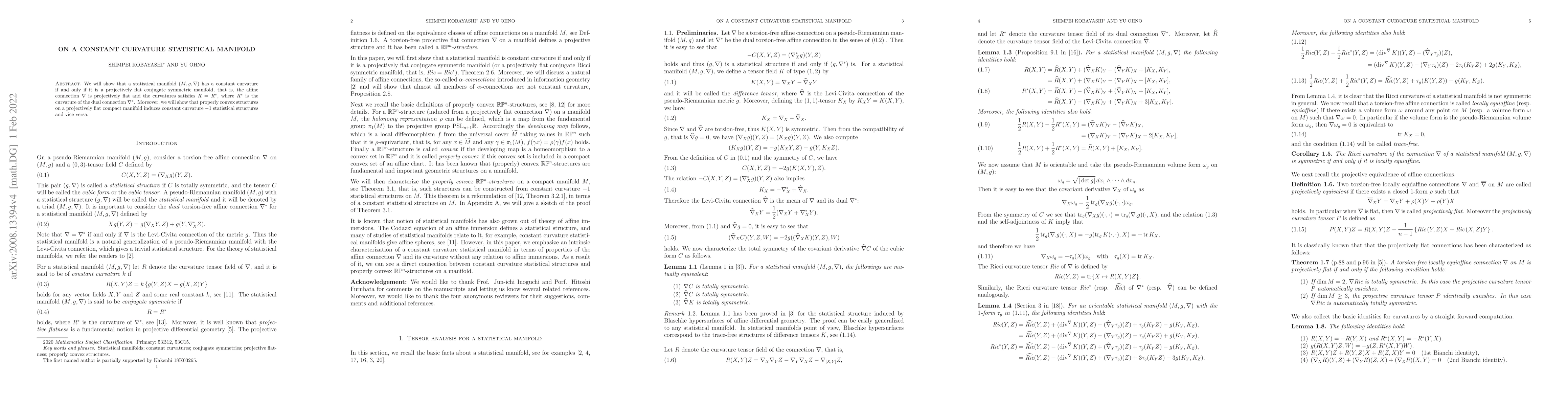 Thumbnail for On a constant curvature statistical manifold