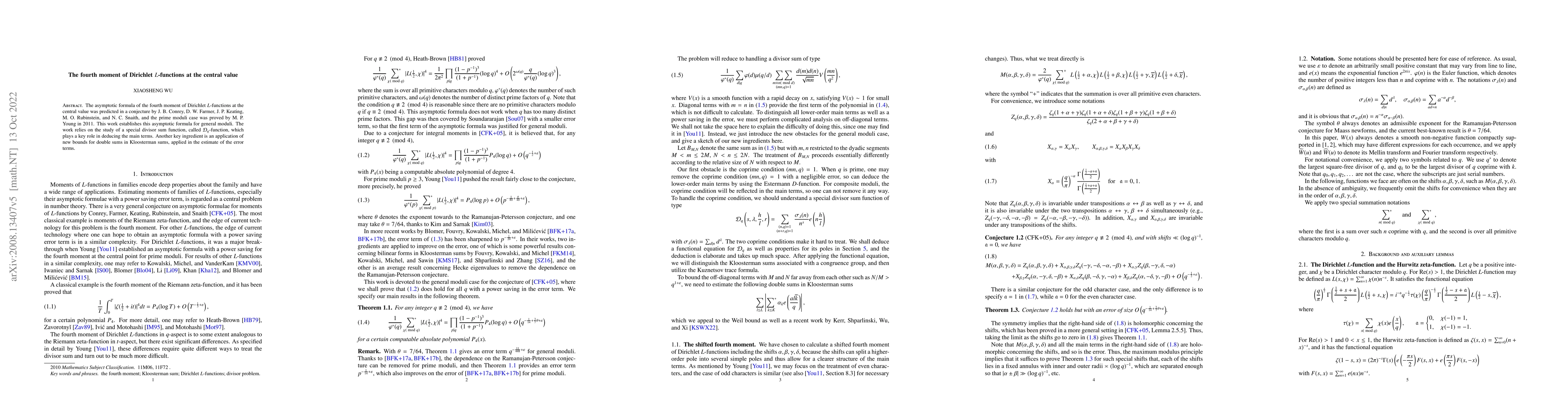 Thumbnail for The fourth moment of Dirichlet $L$-functions at the central value