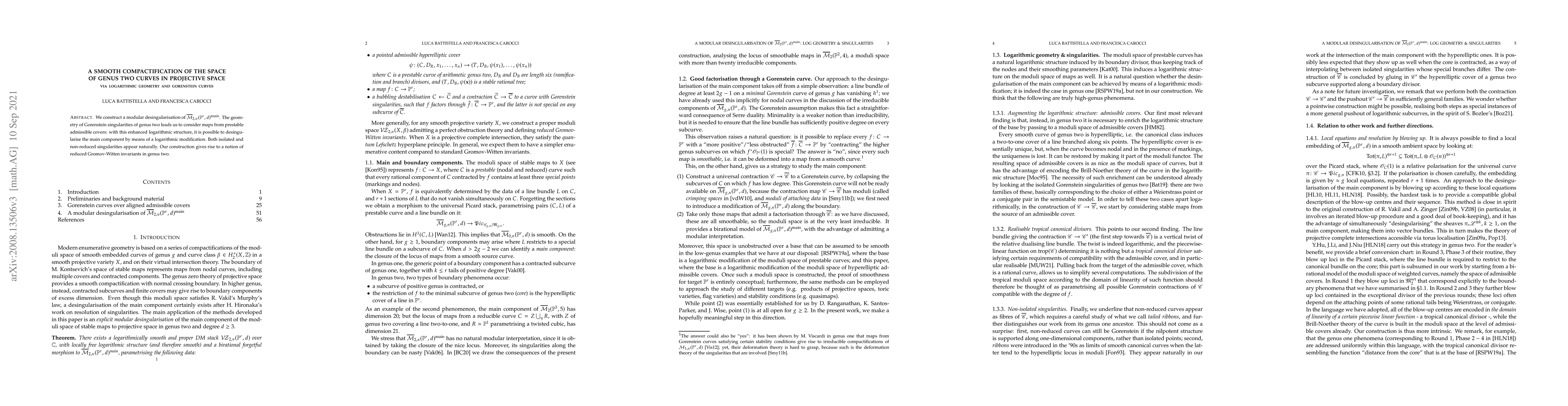 Thumbnail for A smooth compactification of the space of genus two curves in projective
  space via logarithmic geometry and Gorenstein curves