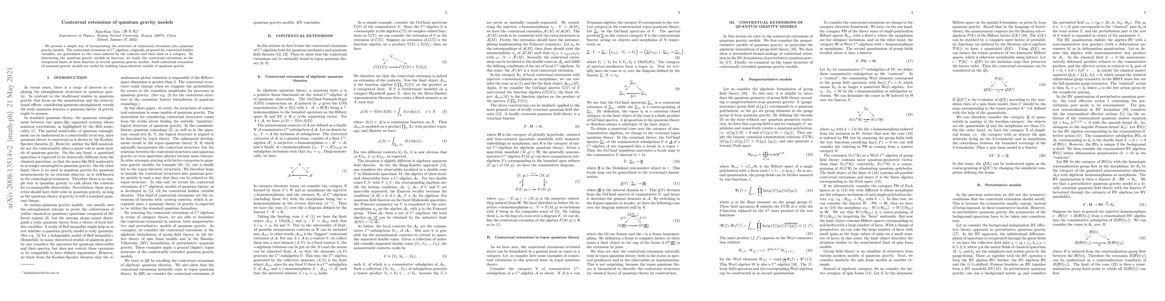 Thumbnail for Contextual extensions of quantum gravity models