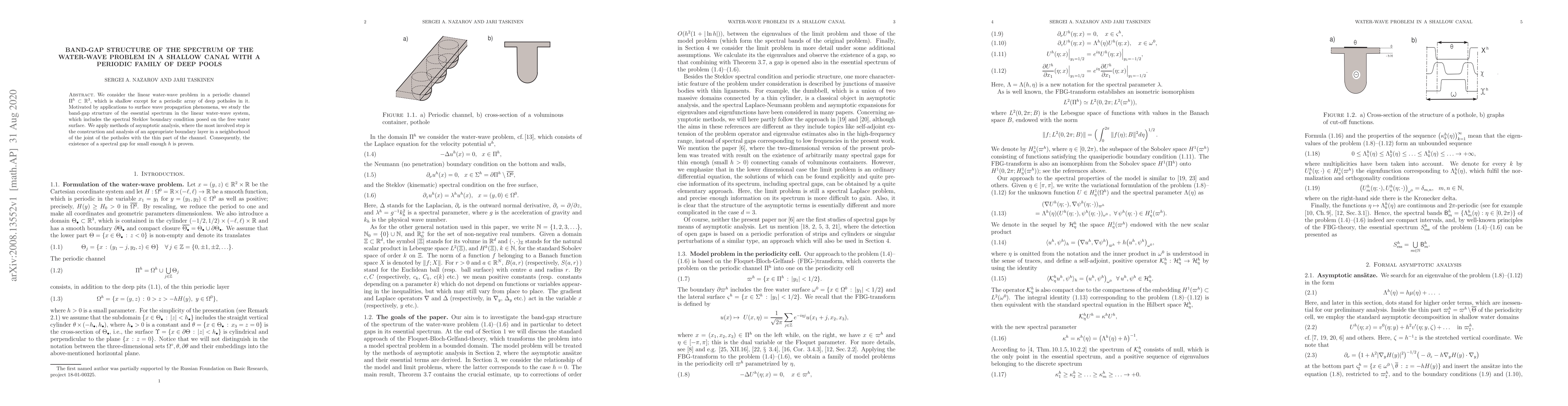 Thumbnail for Band-gap structure of the spectrum of the water-wave problem in a
  shallow canal with a periodic family of deep pools