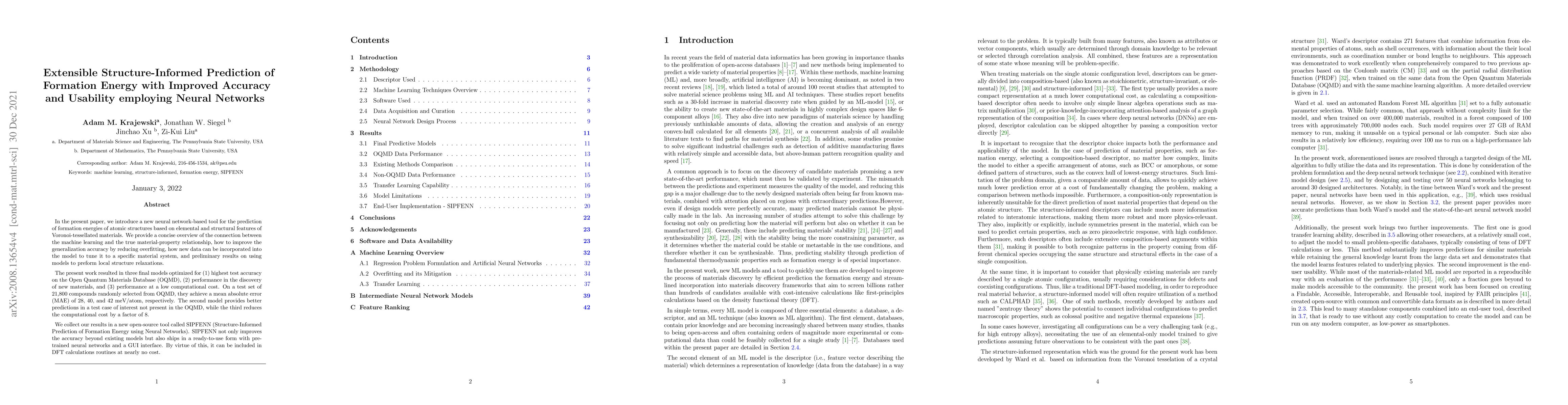 Thumbnail for Extensible Structure-Informed Prediction of Formation Energy with
  Improved Accuracy and Usability employing Neural Networks