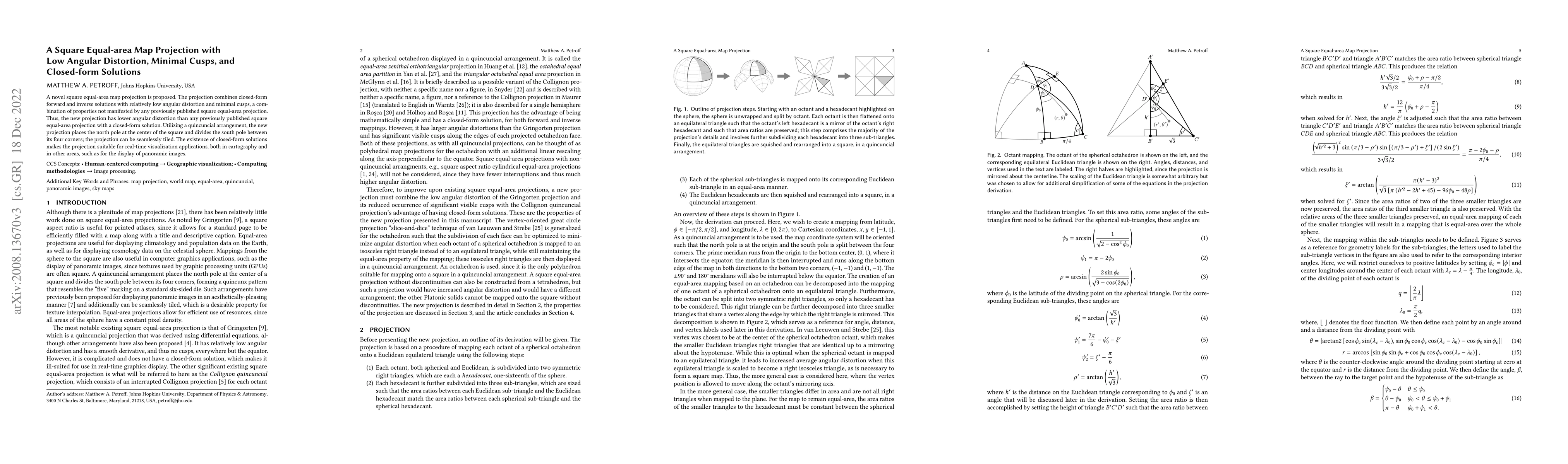 Thumbnail for A Square Equal-area Map Projection with Low Angular Distortion, Minimal
  Cusps, and Closed-form Solutions