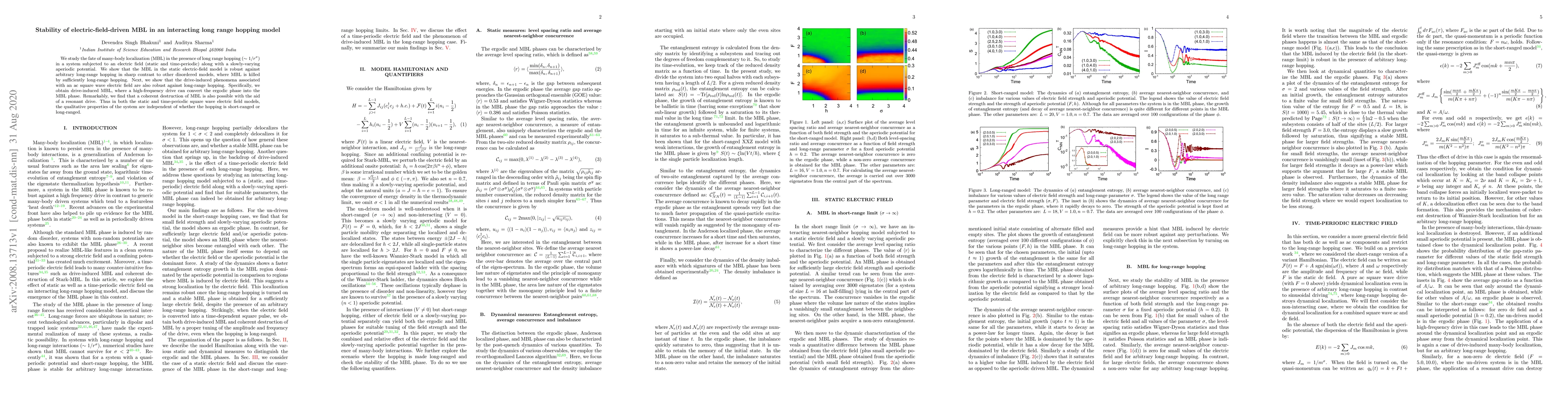 Thumbnail for Stability of electric-field-driven MBL in an interacting long range
  hopping model