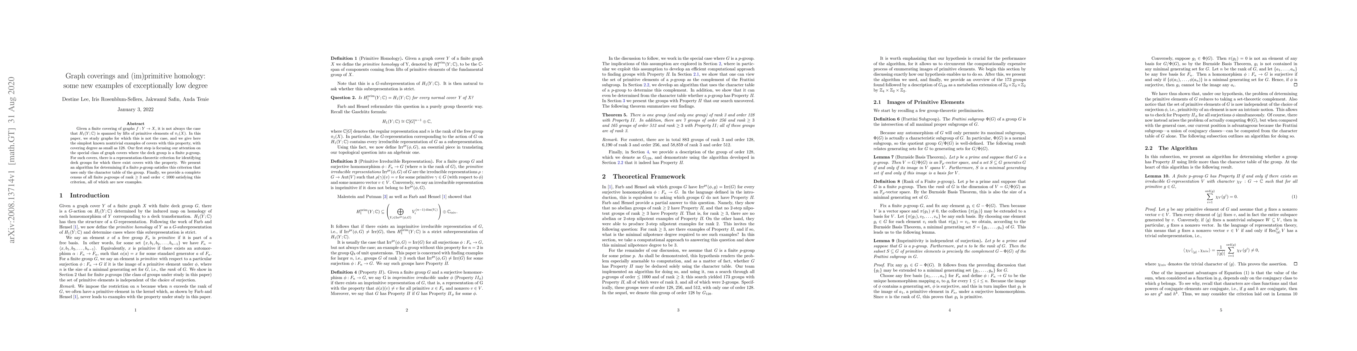 Thumbnail for Graph coverings and (im)primitive homology: some new examples of
  exceptionally low degree