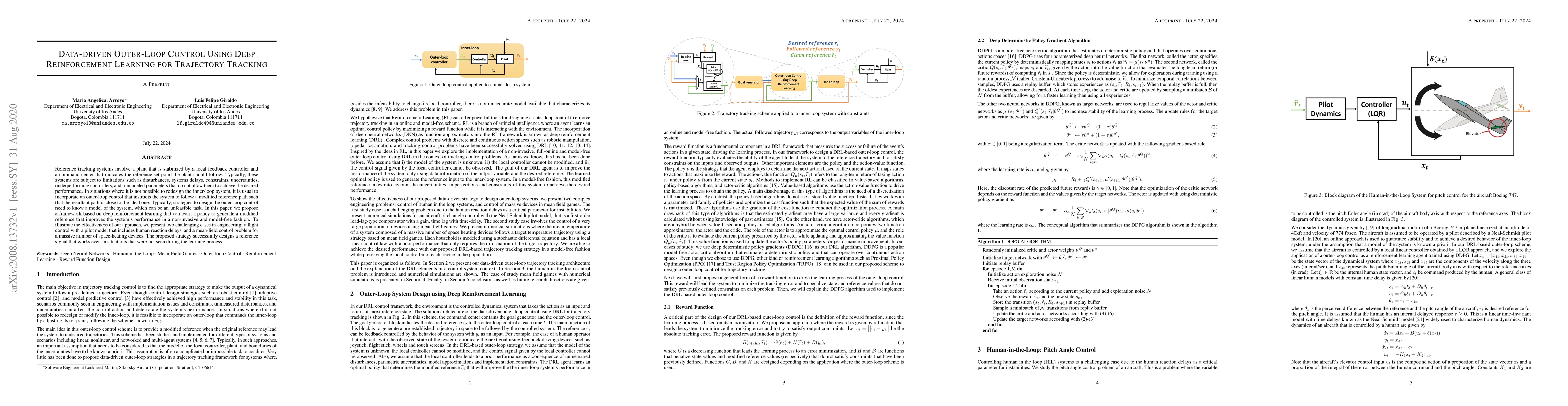 Thumbnail for Data-driven Outer-Loop Control Using Deep Reinforcement Learning for
  Trajectory Tracking