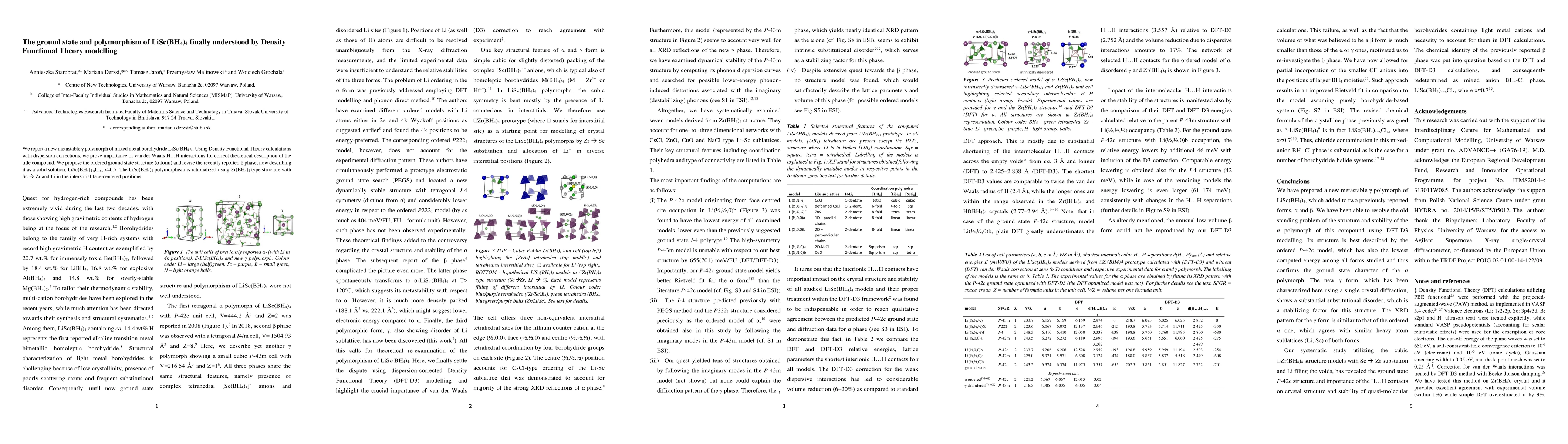 Thumbnail for The ground state and polymorphism of LiSc(BH4)4 finally understood by
  Density Functional Theory modelling