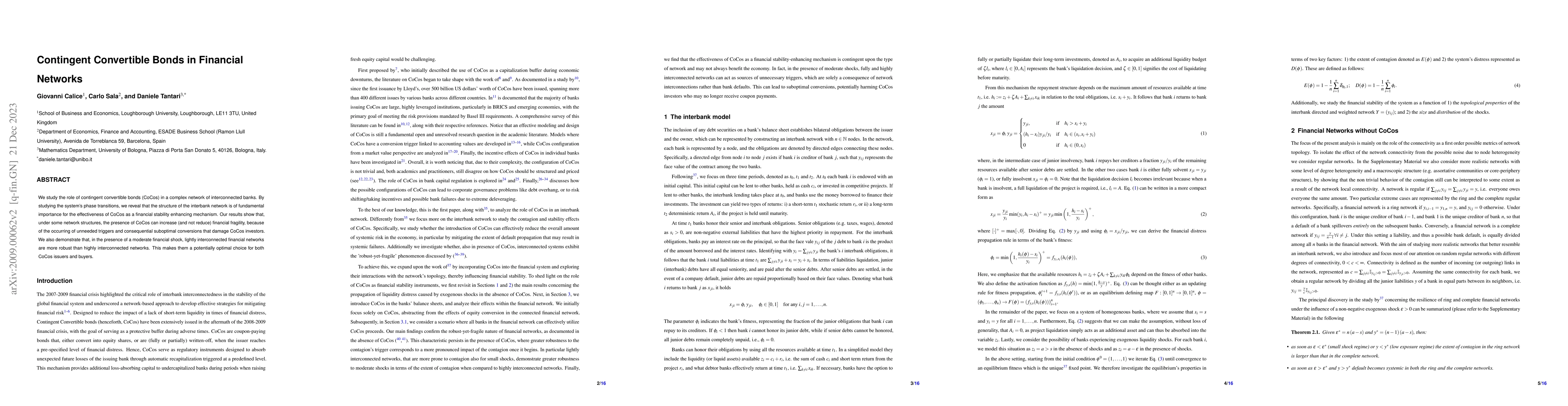 Thumbnail for Contingent Convertible Bonds in Financial Networks