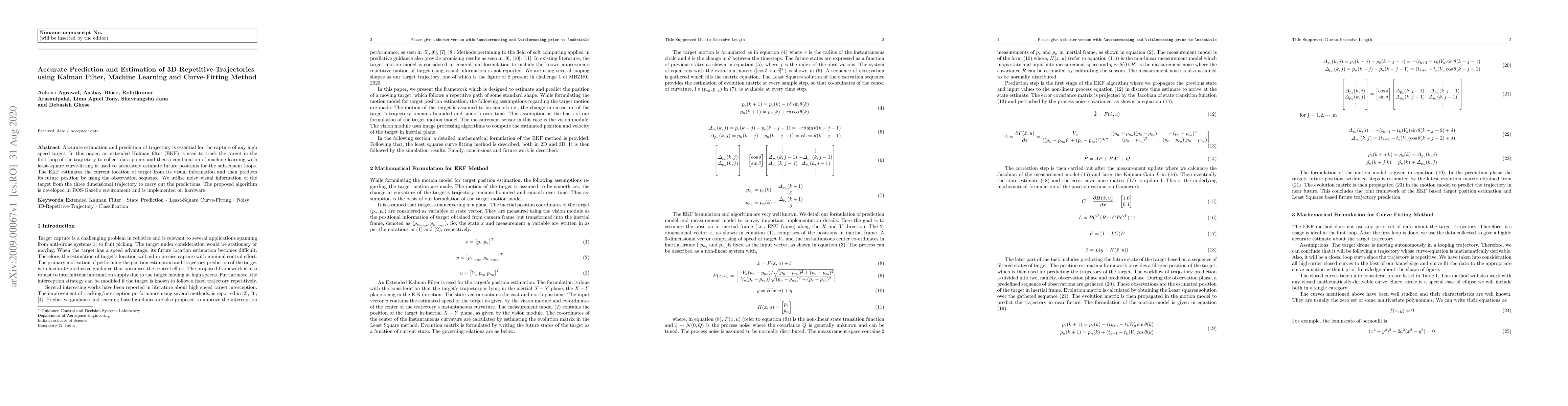 Thumbnail for Accurate Prediction and Estimation of 3D-Repetitive-Trajectories using
  Kalman Filter, Machine Learning and Curve-Fitting Method
