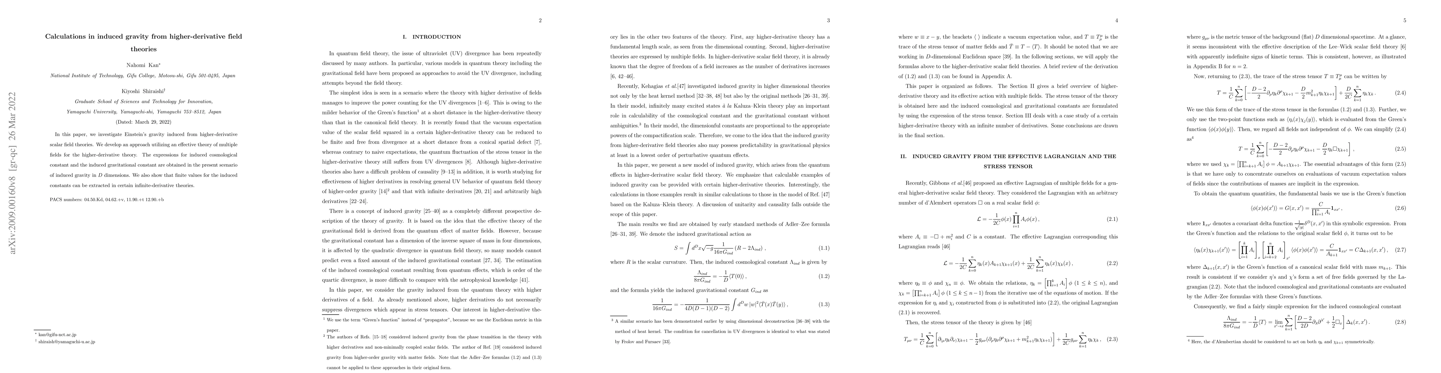 Thumbnail for Calculations in induced gravity from higher-derivative field theories