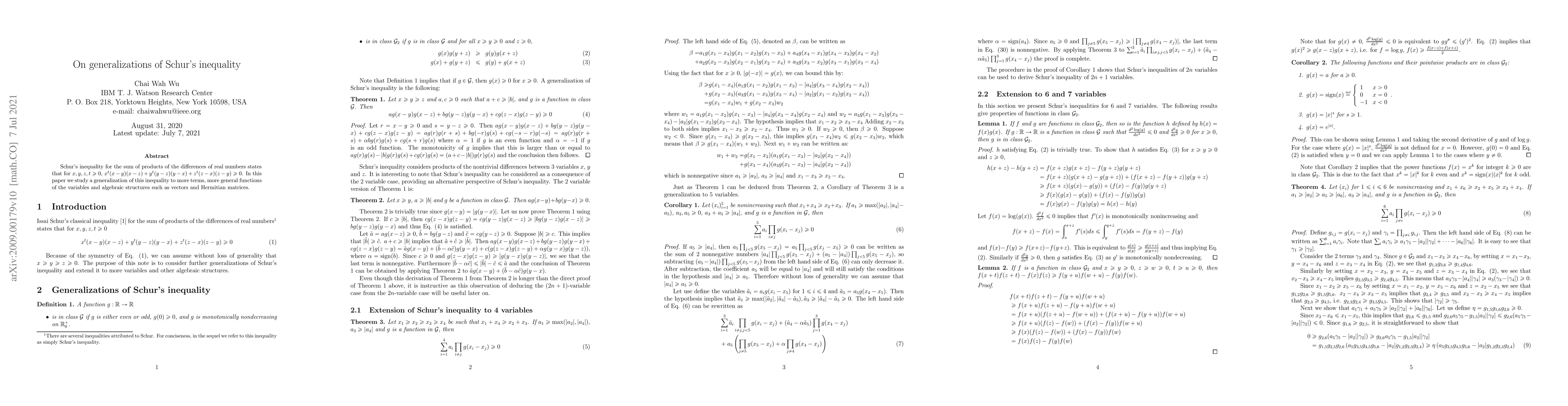 Thumbnail for On generalizations of Schur's inequality