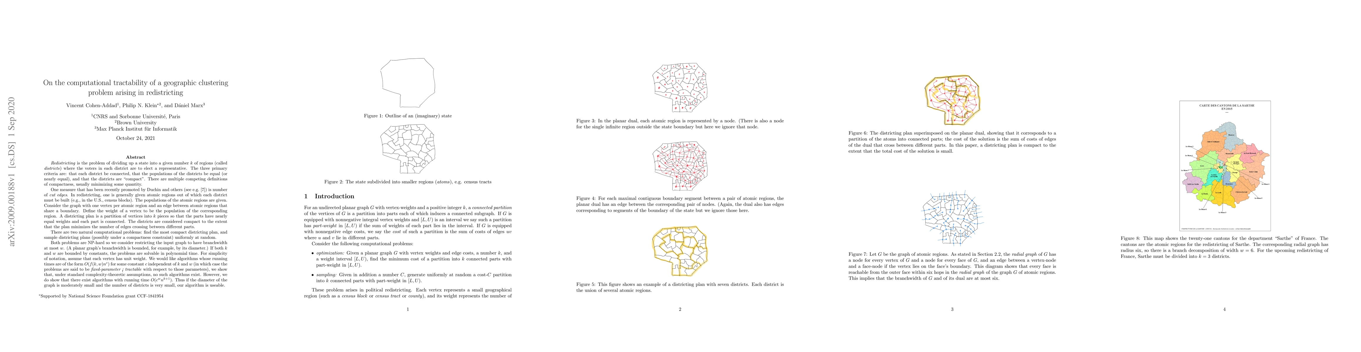 Thumbnail for On the computational tractability of a geographic clustering problem
  arising in redistricting