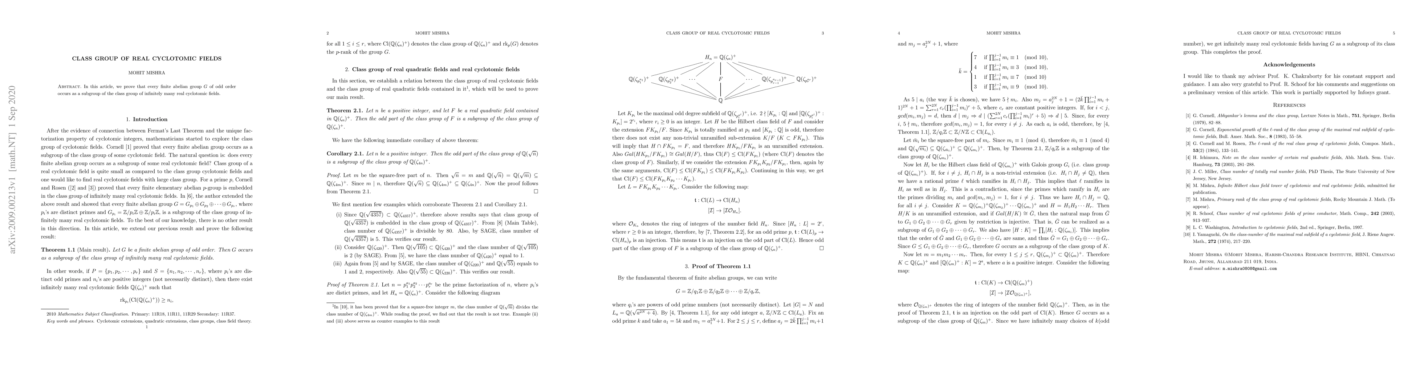 Thumbnail for Class group of real cyclotomic fields