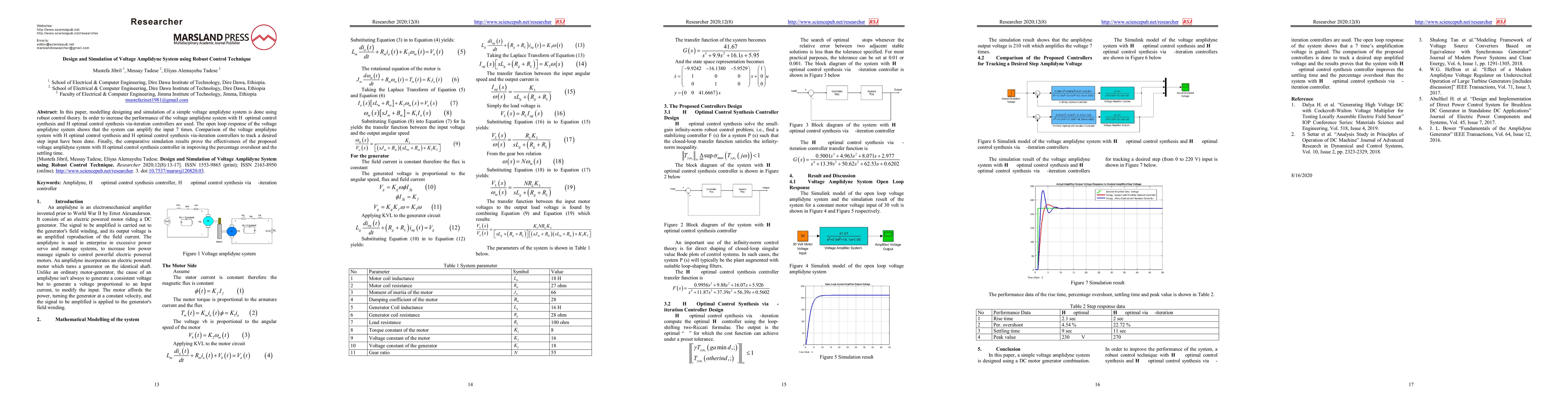 Thumbnail for Design and Simulation of Voltage Amplidyne System using Robust Control
  Technique