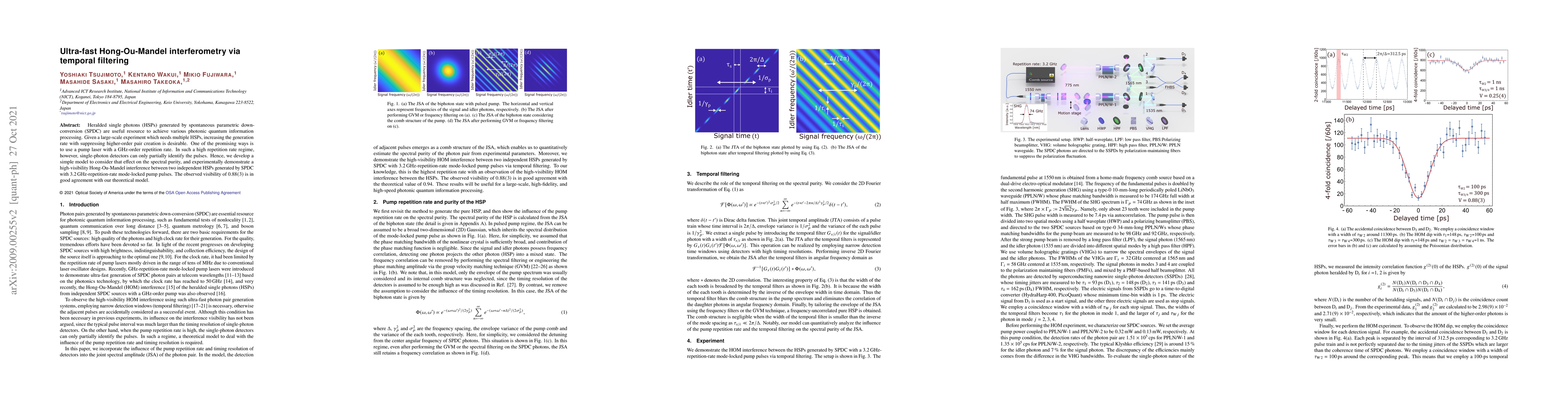 Thumbnail for Ultra-fast Hong-Ou-Mandel interferometry via temporal filtering