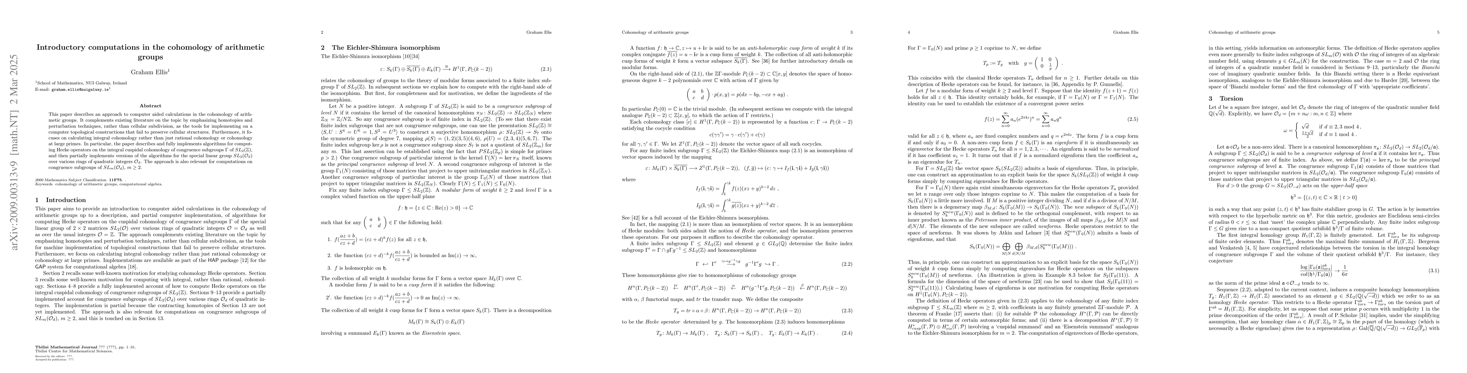 Thumbnail for Introductory computations in the cohomology of arithmetic groups