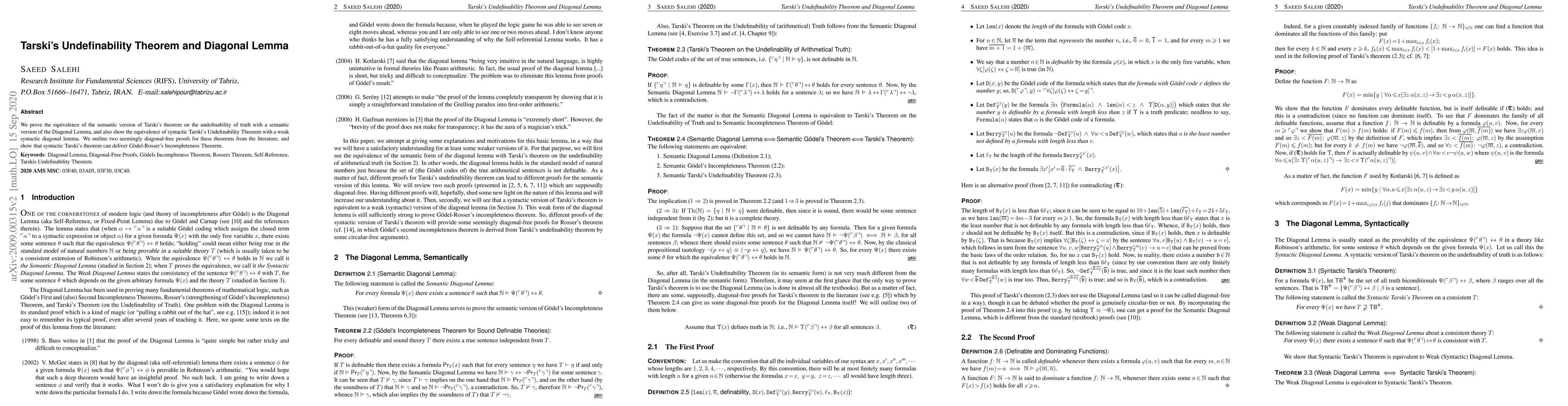 Thumbnail for Tarski's Undefinability Theorem and Diagonal Lemma