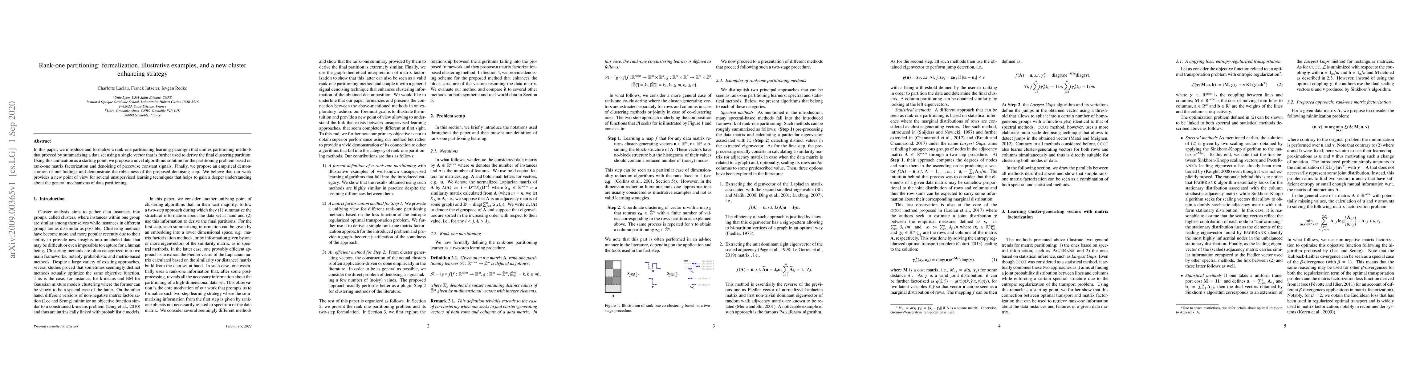 Thumbnail for Rank-one partitioning: formalization, illustrative examples, and a new
  cluster enhancing strategy