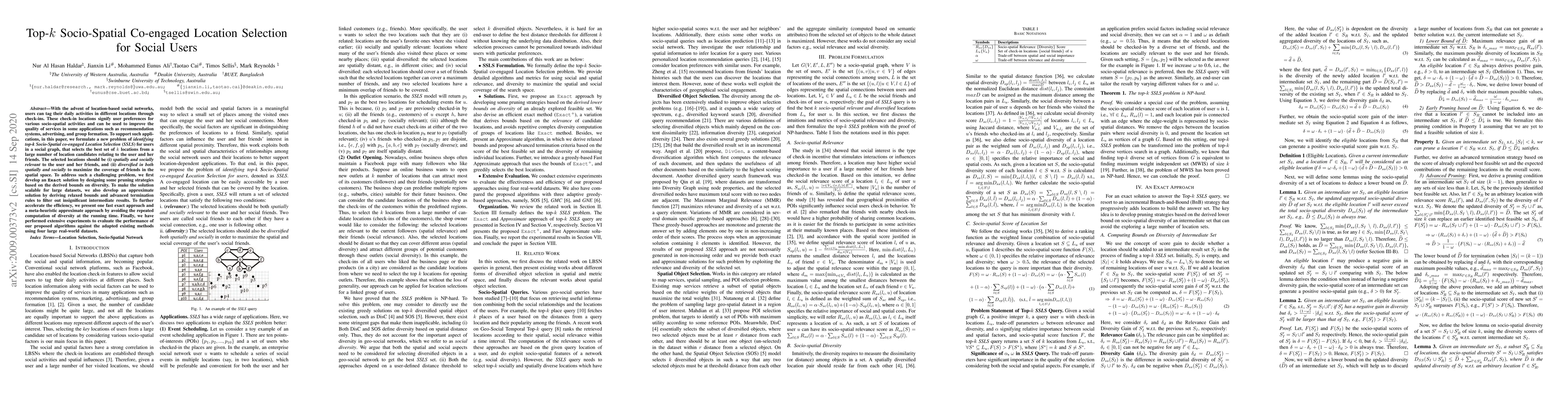 Thumbnail for Top-k Socio-Spatial Co-engaged Location Selection for Social Users