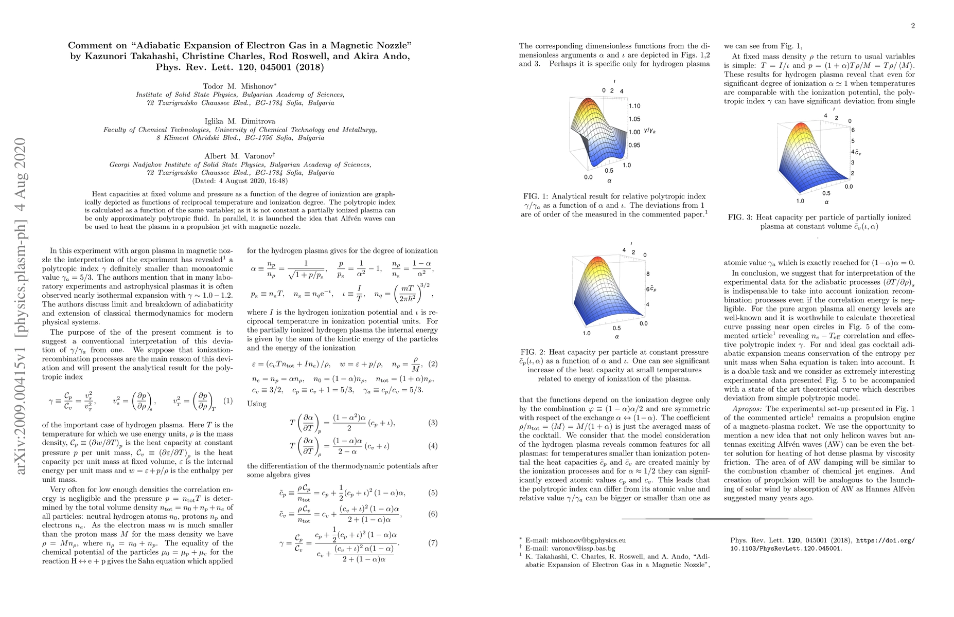 Thumbnail for Comment on "Adiabatic Expansion of Electron Gas in a Magnetic Nozzle" by
  Kazunori Takahashi, Christine Charles, Rod Roswell, and Akira Ando, Phys.
  Rev. Lett. Vol. 120, 045001 (2018)