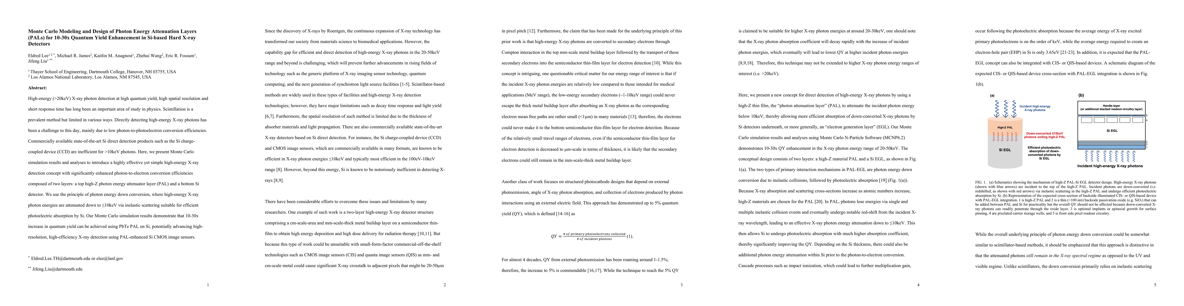 Thumbnail for Monte Carlo Modeling and Design of Photon Energy Attenuation Layers
  (PALs) for 10-30x Quantum Yield Enhancement in Si-based Hard X-ray Detectors