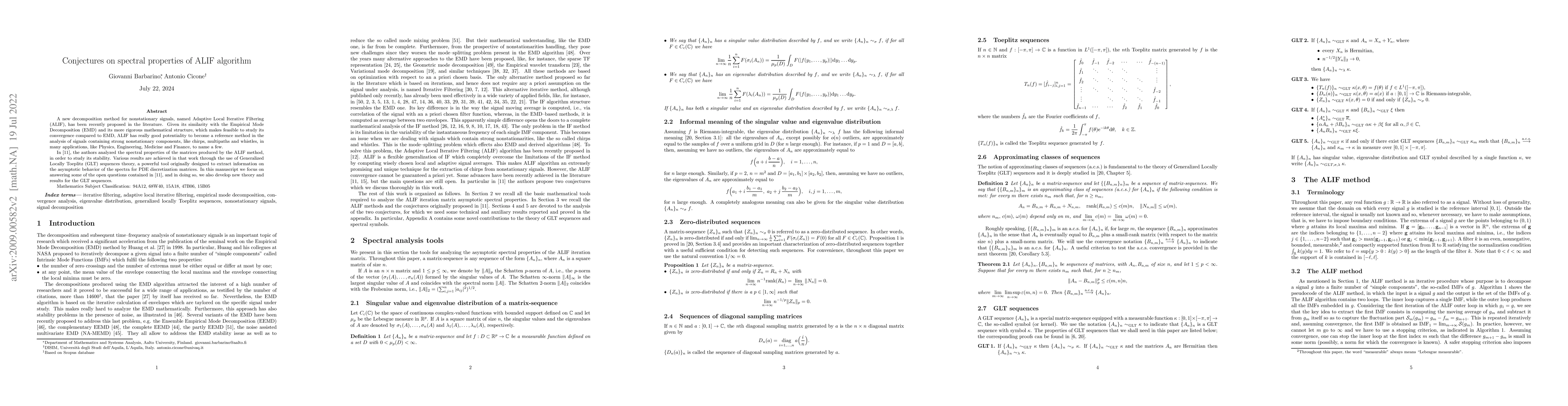 Thumbnail for Conjectures on spectral properties of ALIF algorithm