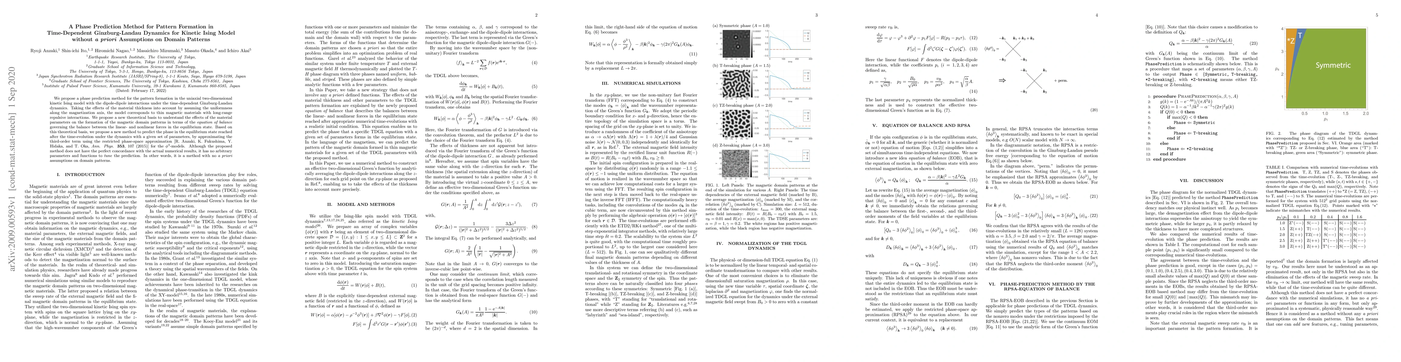 Thumbnail for A Phase Prediction Method for Pattern Formation in Time-Dependent
  Ginzburg-Landau Dynamics for Kinetic Ising Model without a priori Assumptions
  on Domain Patterns