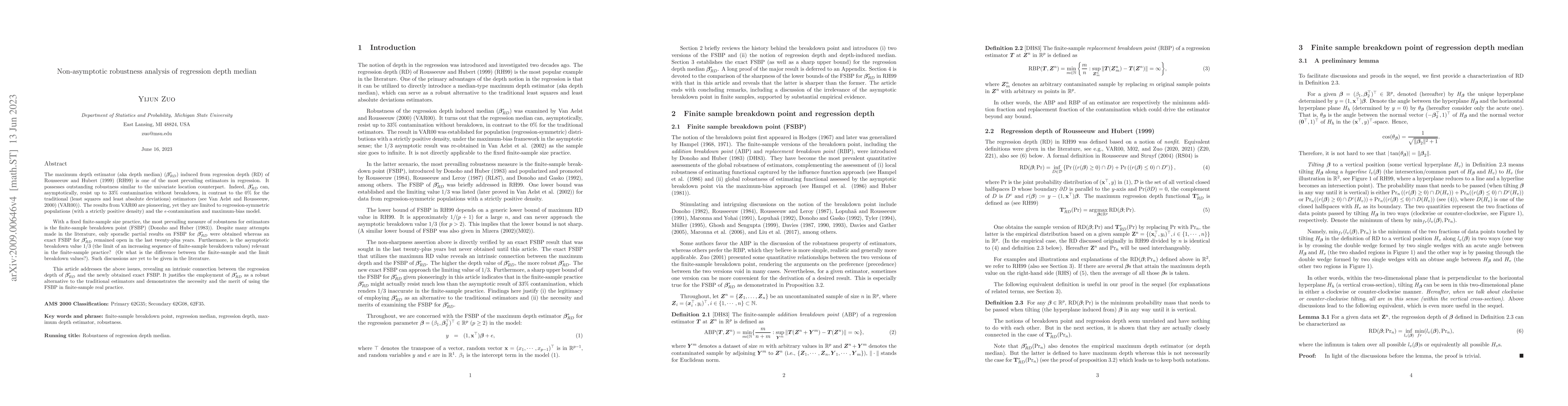 Thumbnail for Non-asymptotic robustness analysis of regression depth median
