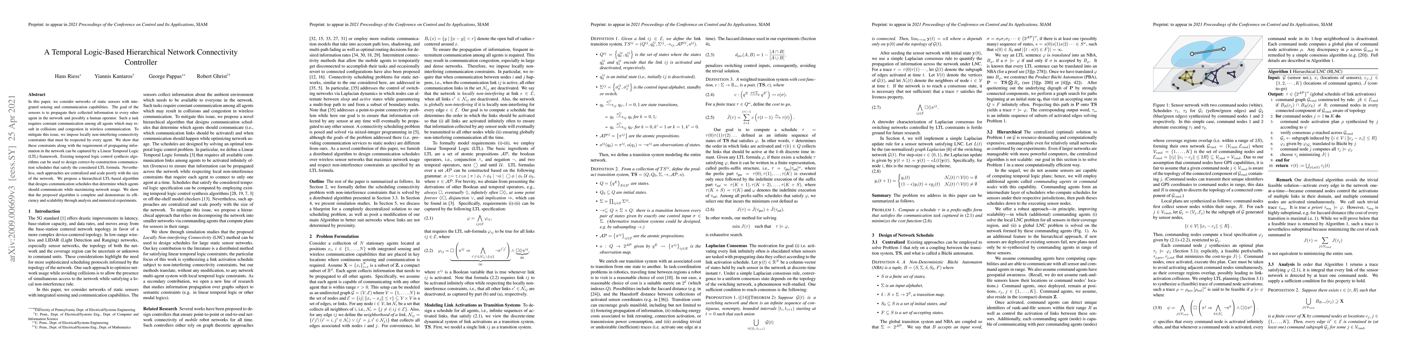Thumbnail for A Temporal Logic-Based Hierarchical Network Connectivity Controller