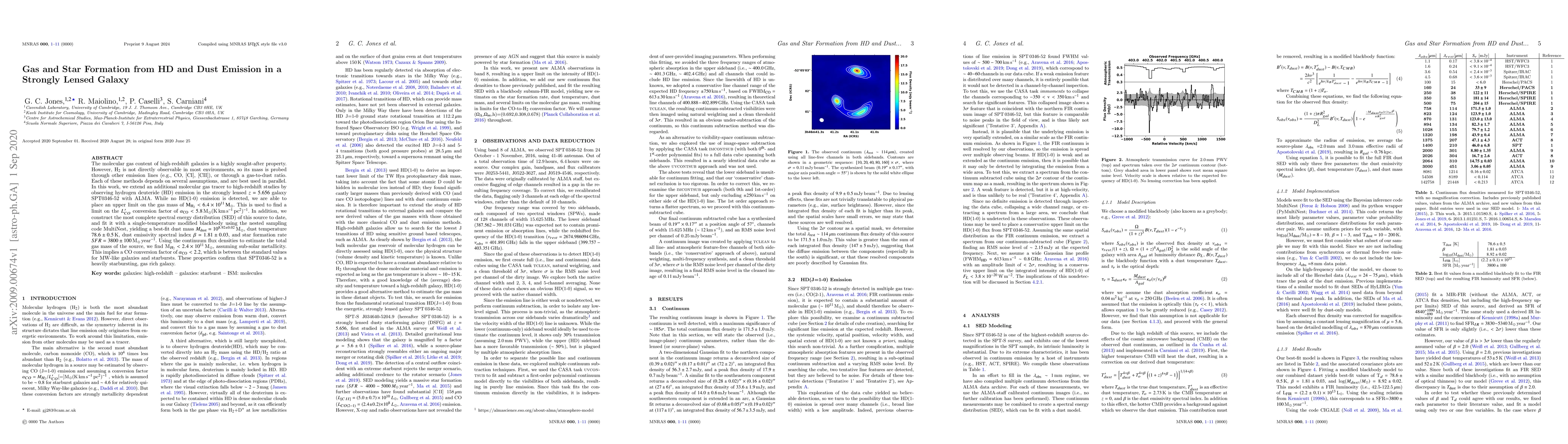Thumbnail for Gas and Star Formation from HD and Dust Emission in a Strongly Lensed
  Galaxy