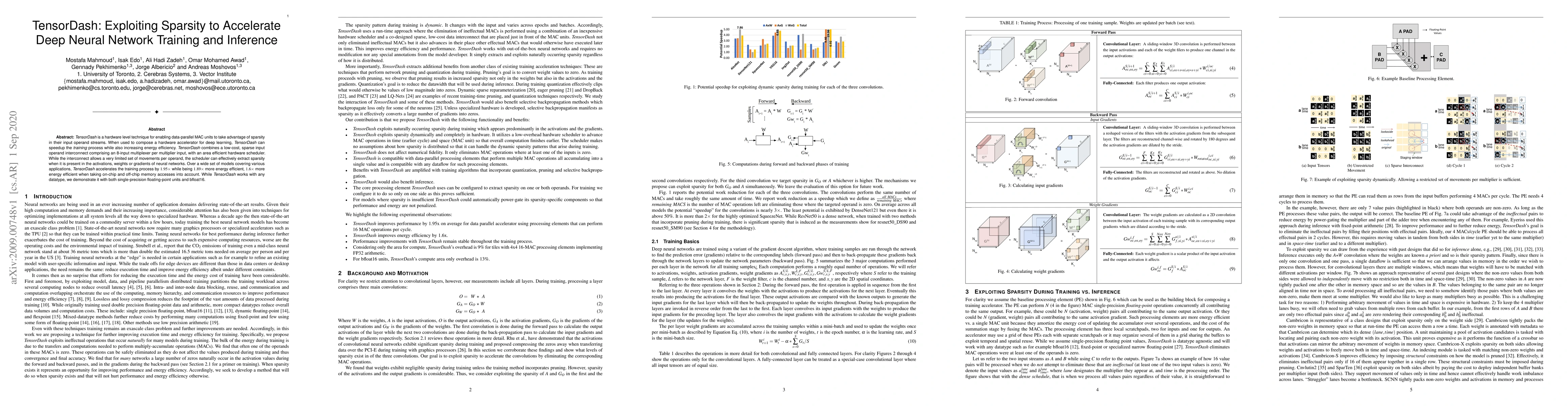 Thumbnail for TensorDash: Exploiting Sparsity to Accelerate Deep Neural Network
  Training and Inference
