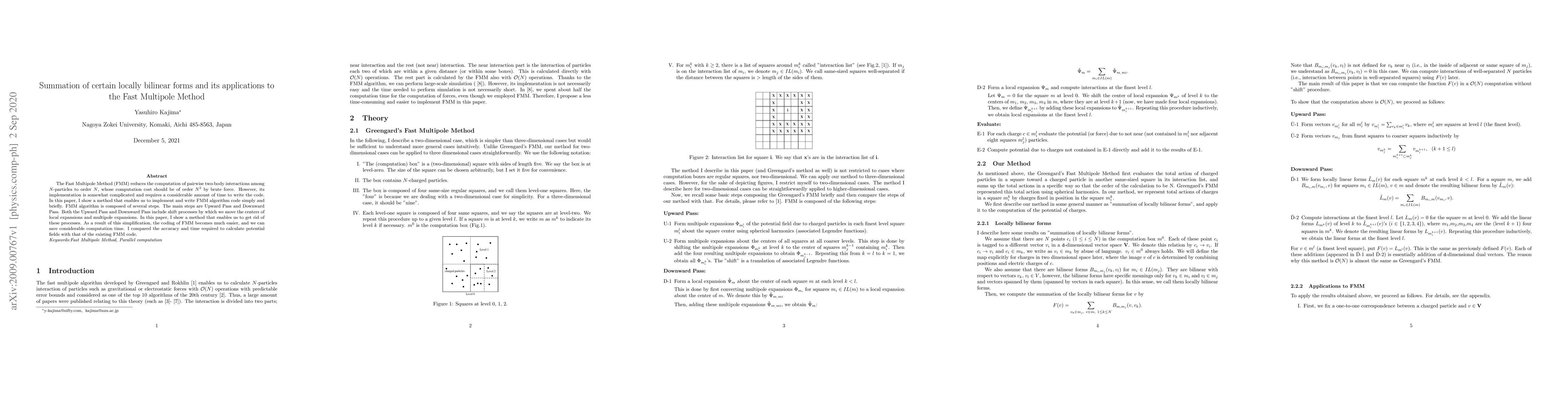 Thumbnail for Summation of certain locally bilinear forms and its applications to the
  Fast Multipole Method