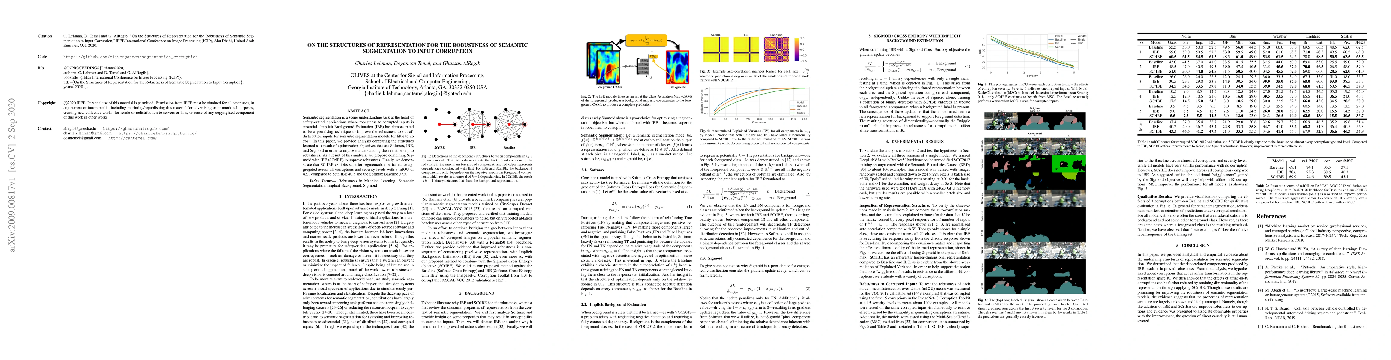 Thumbnail for On the Structures of Representation for the Robustness of Semantic
  Segmentation to Input Corruption