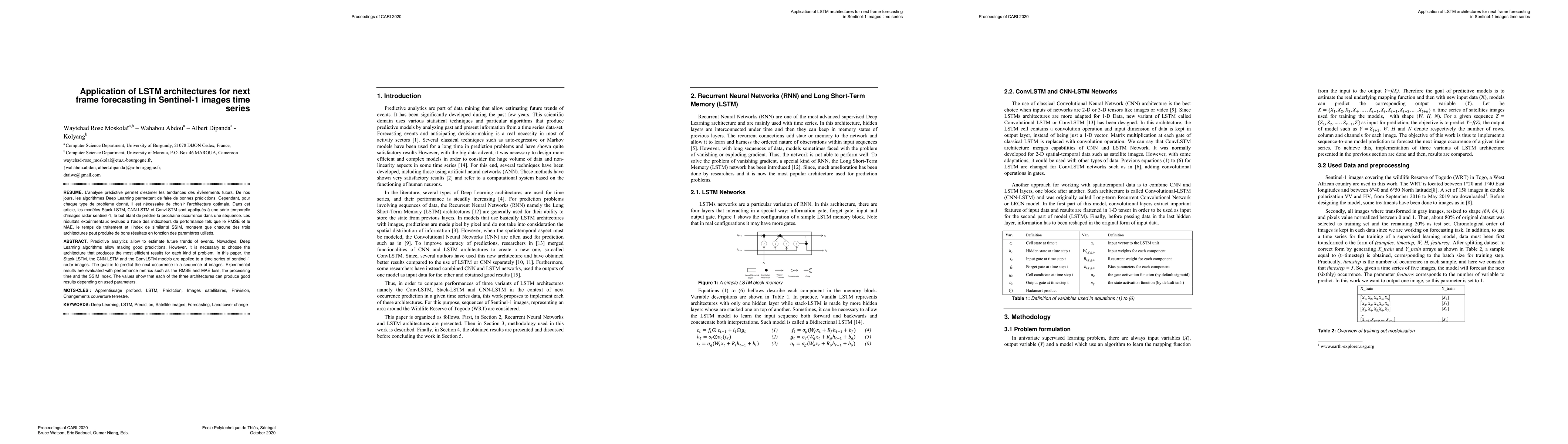 Thumbnail for Application of LSTM architectures for next frame forecasting in
  Sentinel-1 images time series