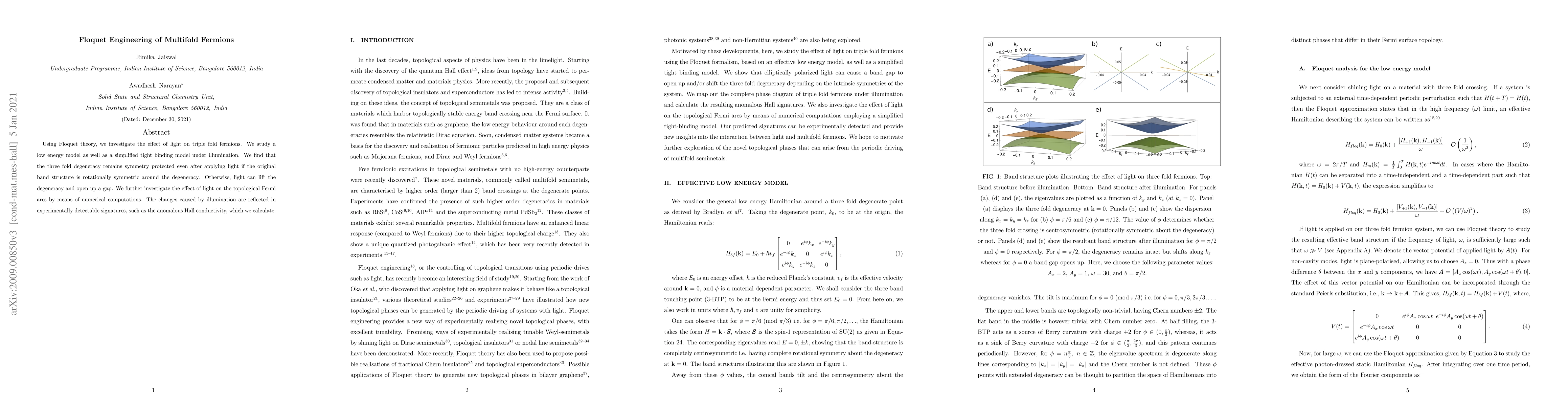 Thumbnail for Floquet Engineering of Multifold Fermions