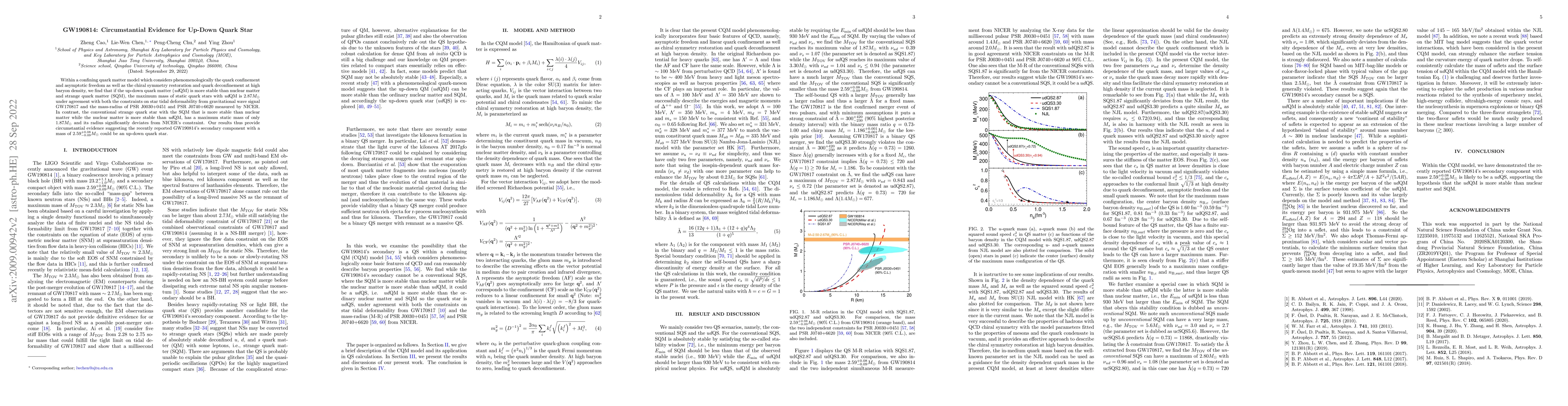 Thumbnail for GW190814: Circumstantial Evidence for Up-Down Quark Star