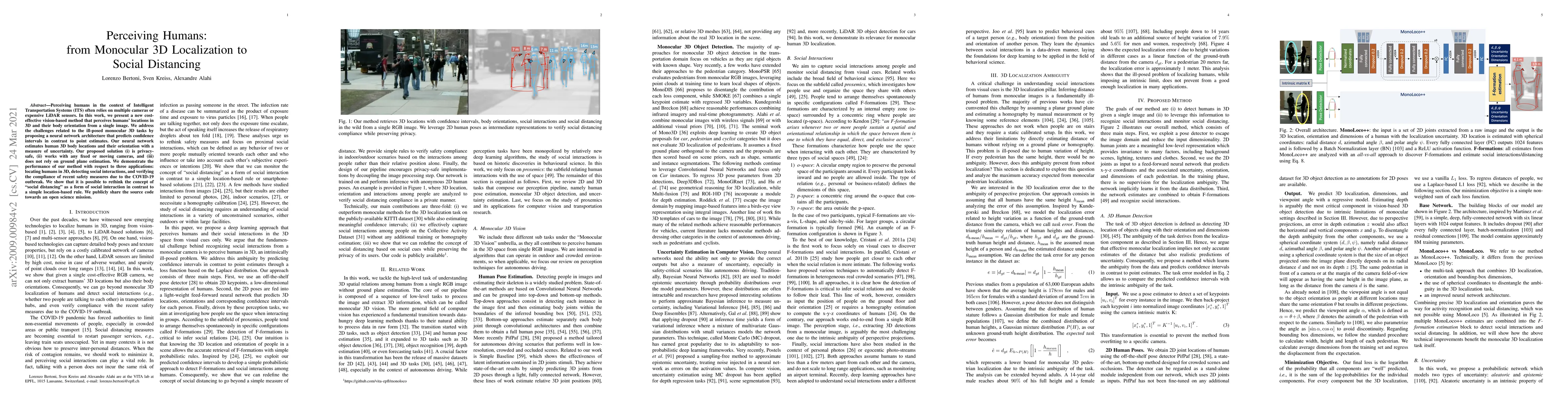 Thumbnail for Perceiving Humans: from Monocular 3D Localization to Social Distancing