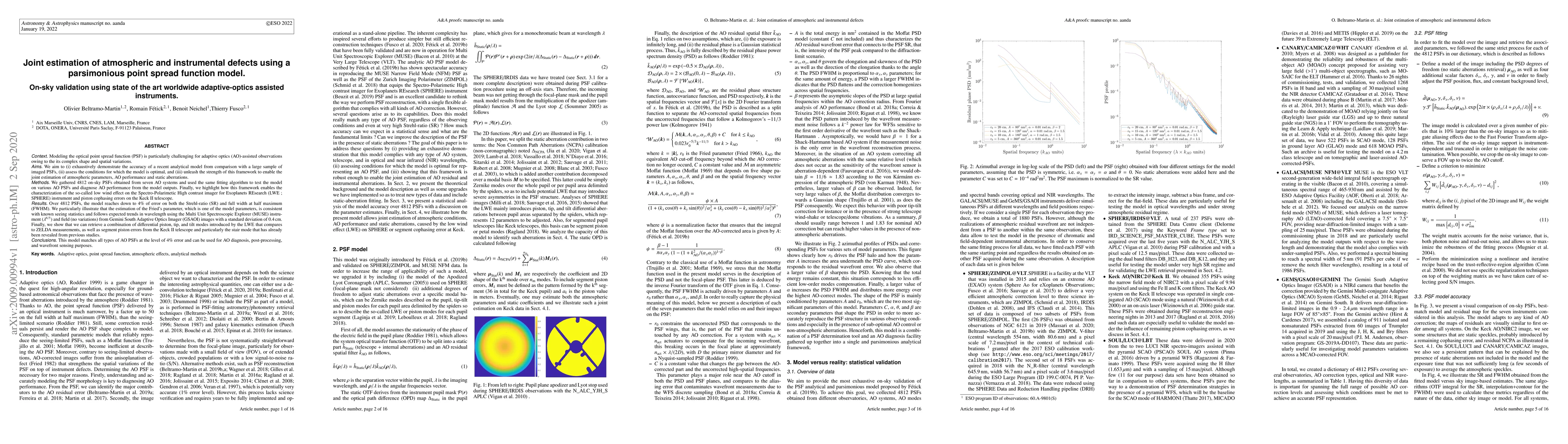 Thumbnail for Joint estimation of atmospheric and instrumental defects using a
  parsimonious point spread function model.On-sky validation using state of the
  art worldwide adaptive-optics assisted instruments