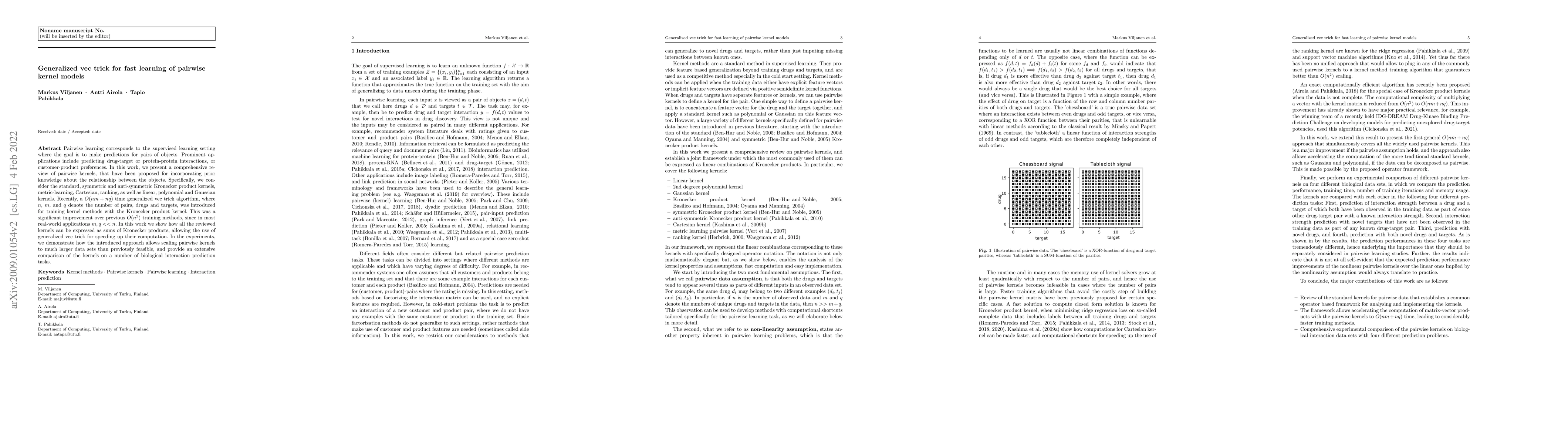 Thumbnail for Generalized vec trick for fast learning of pairwise kernel models