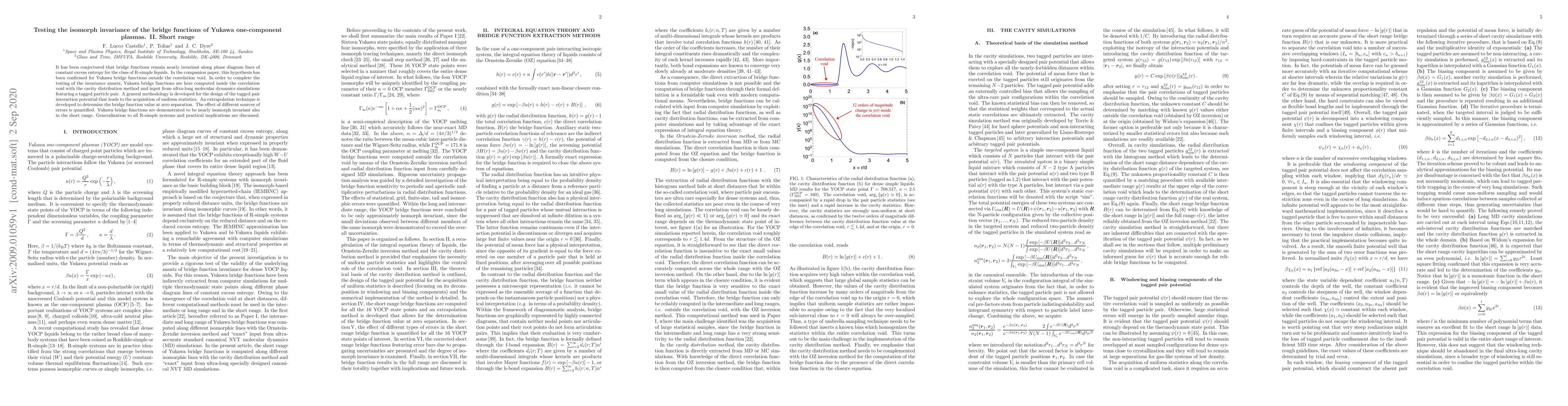 Thumbnail for Testing the isomorph invariance of the bridge functions of Yukawa
  one-component plasmas. II. Short range