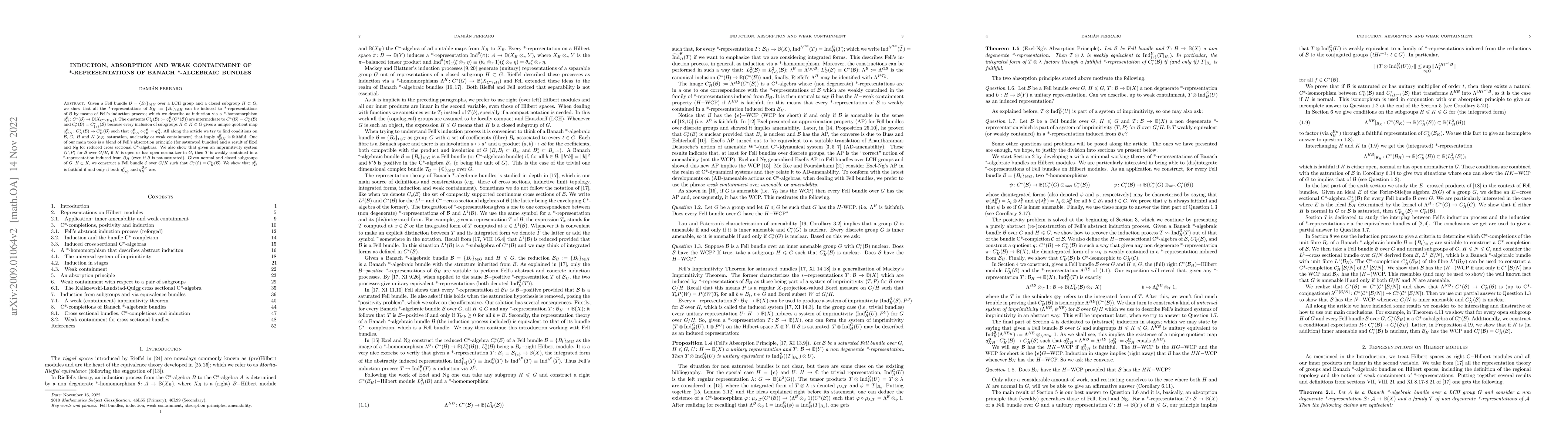 Thumbnail for Induction, absorption and weak containment of *-representations of
  Banach *-algebraic bundles